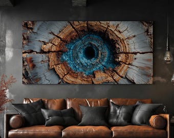 Tree Ring Wall Art Canvas, Horizontal Textured Art, Nature Inspired Wall Art, Petrified Wood Art, Tree Stump Print, Living Room Canvas Print