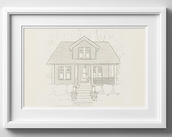 Custom House Painting – Line Drawing from Photo, New Home Gift, Our First Home Print, Realtor Closing Gift – Digital Download Wall Art