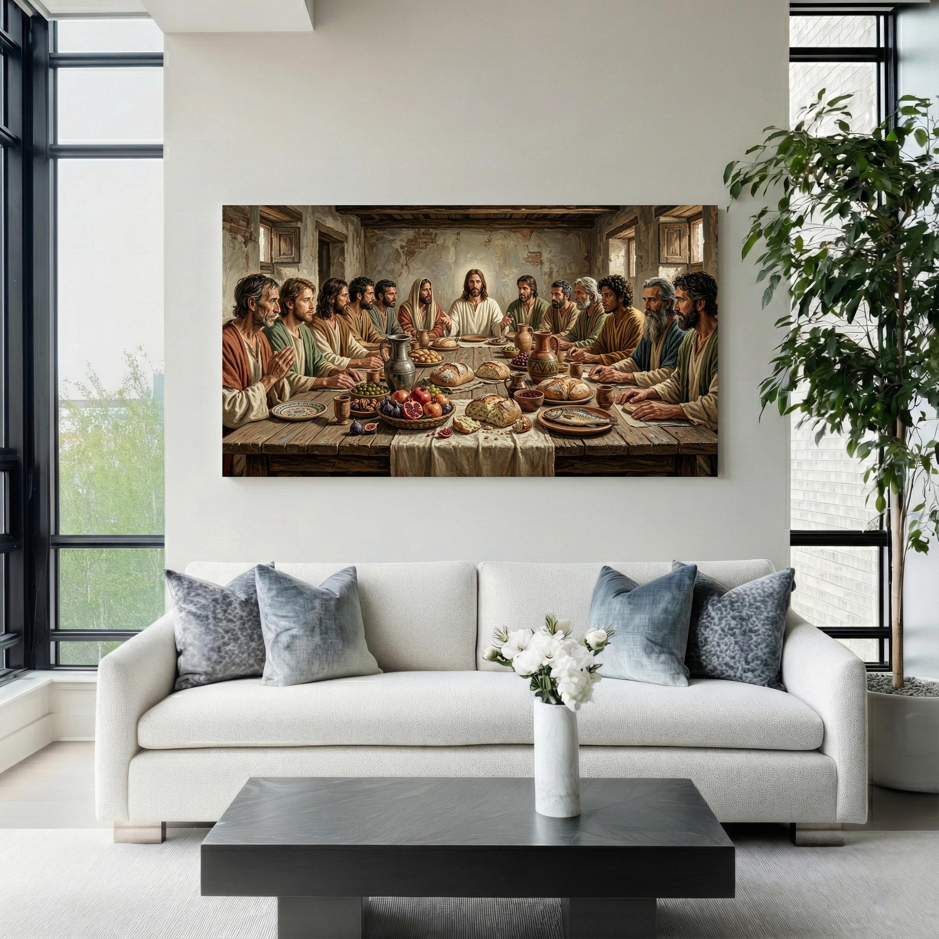 Last Supper Canvas Print – Jesus and Twelve Disciples, Panoramic ...