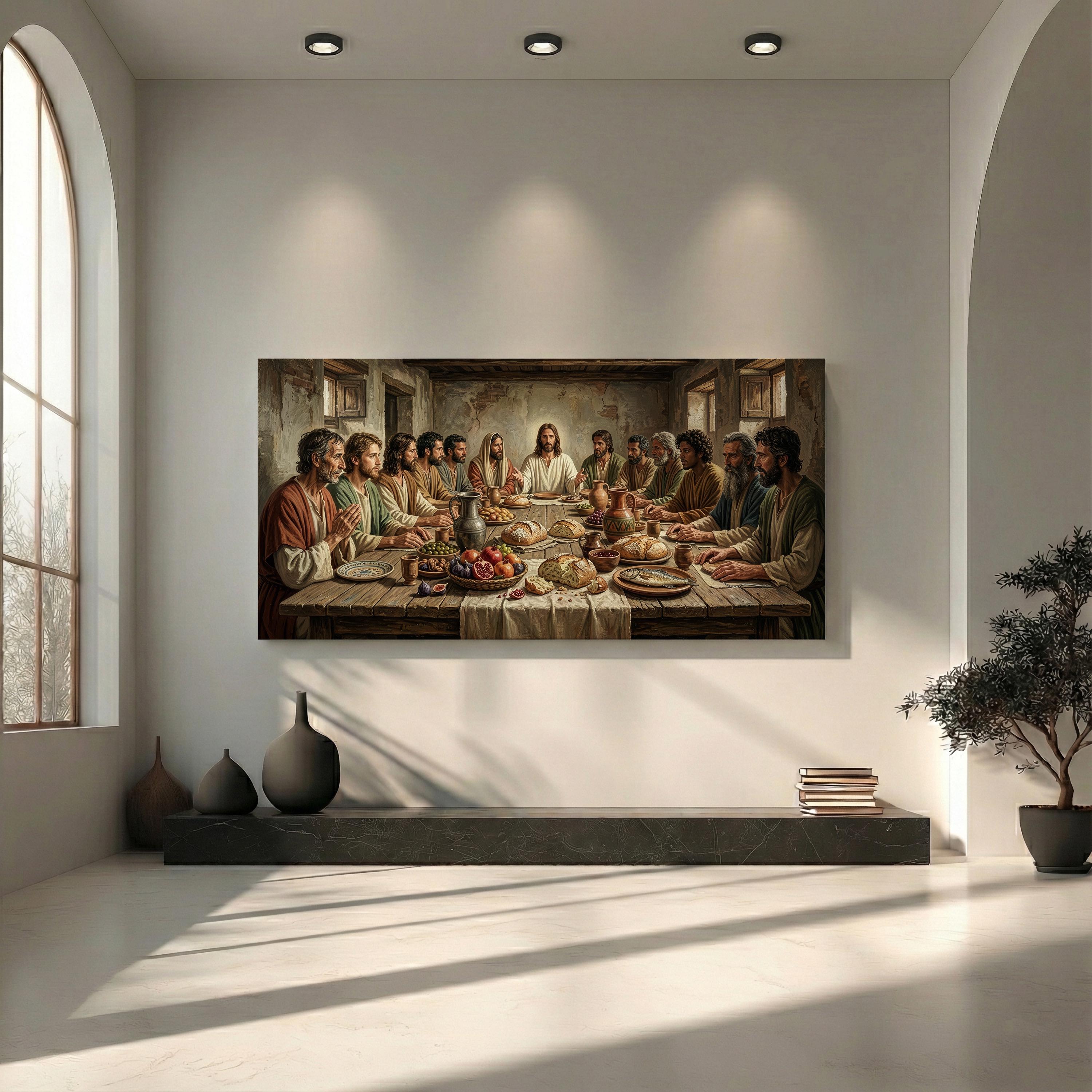 Last Supper Canvas Print – Jesus and Twelve Disciples, Panoramic ...