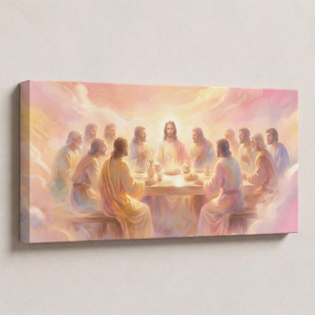 The Last Supper Canvas Print – Jesus and Twelve Apostles, Panoramic ...