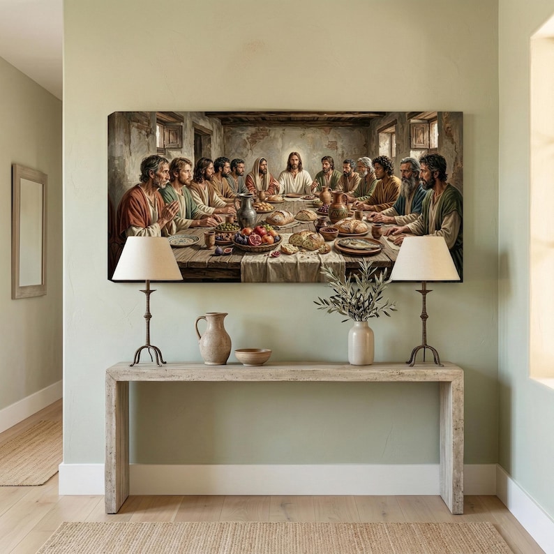 Last Supper Canvas Print – Jesus and Twelve Disciples, Panoramic ...