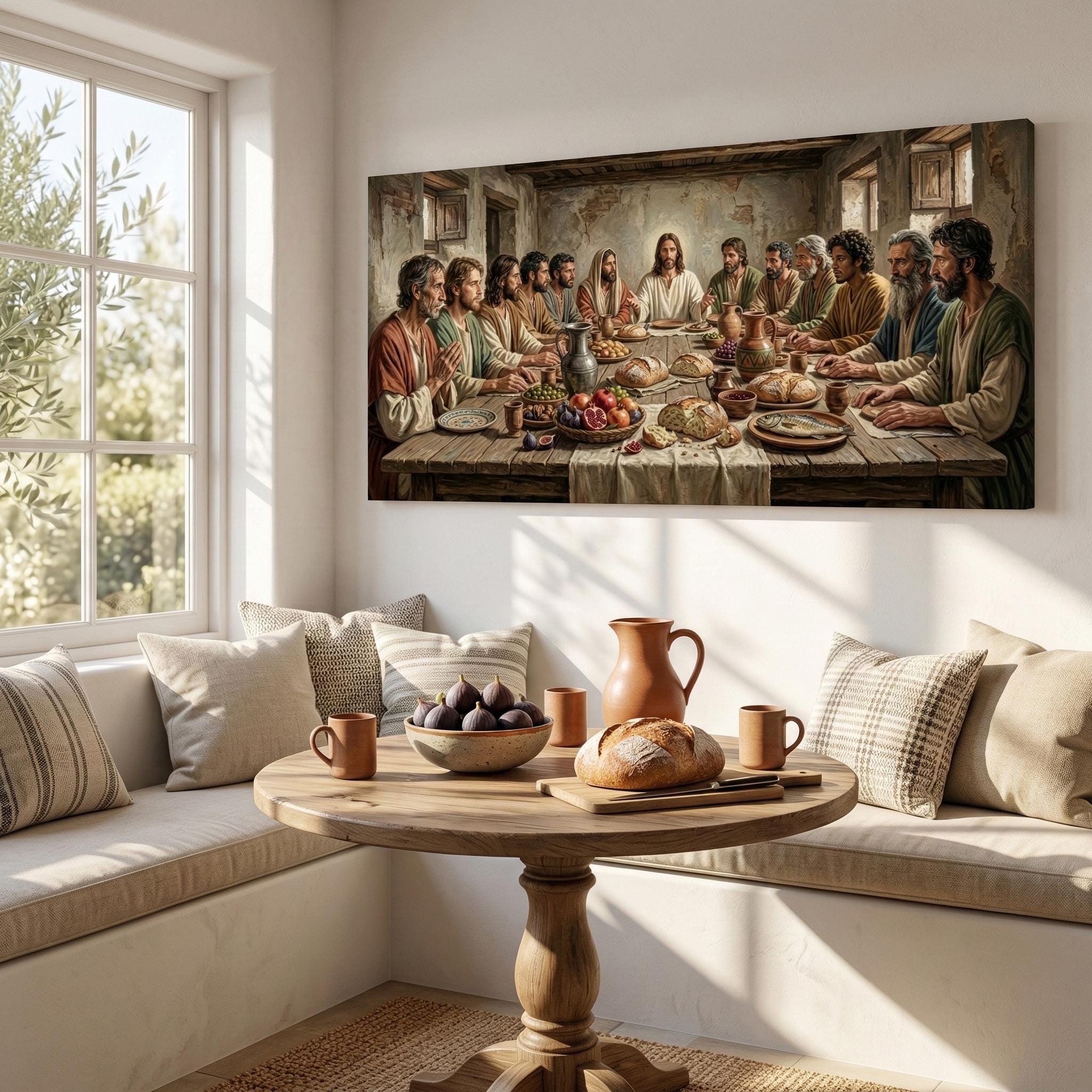 Last Supper Canvas Print – Jesus and Twelve Disciples, Panoramic ...