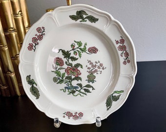 2 Wedgwood Barlaston England Bread n Butter, Dessert Plates, Mandarin pattern - Vintage, Asian Chinoiserie, Pink Green, Queen Charlotte 1765