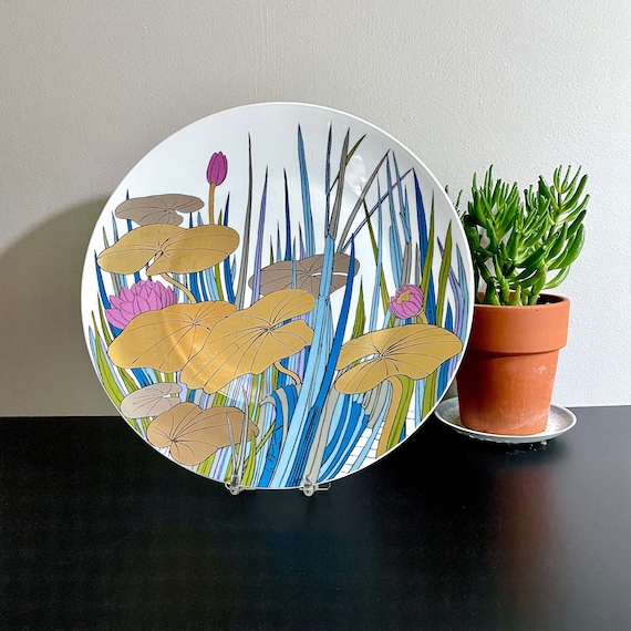 Vintage Rosenthal Studio Line (Linie) Porcelain Display Plate: Le Foll Water Lilies, Metallic Accents, Gallery Wall or Display Plate