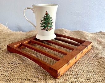 Vintage Teak Wood Trivet by Selandia, Hot Mat, Pot Mat, Kettle Stand, Table Mat - Scandinavian Modern, Useful Vintage, Chef or Cook Gift