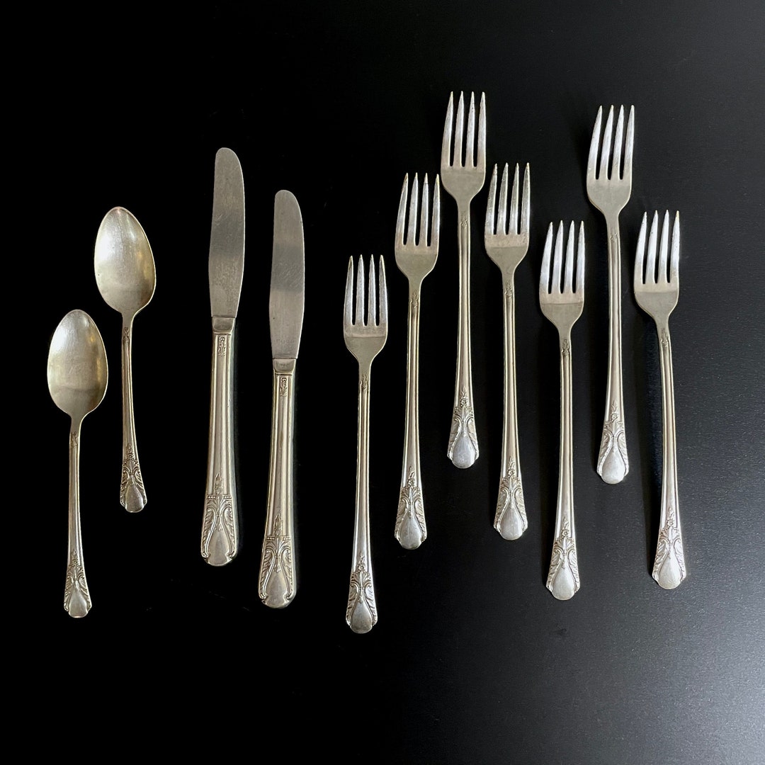 11 Piece Vintage, Silver Plate, Flatware Set Wm Rogers Avaloncabin