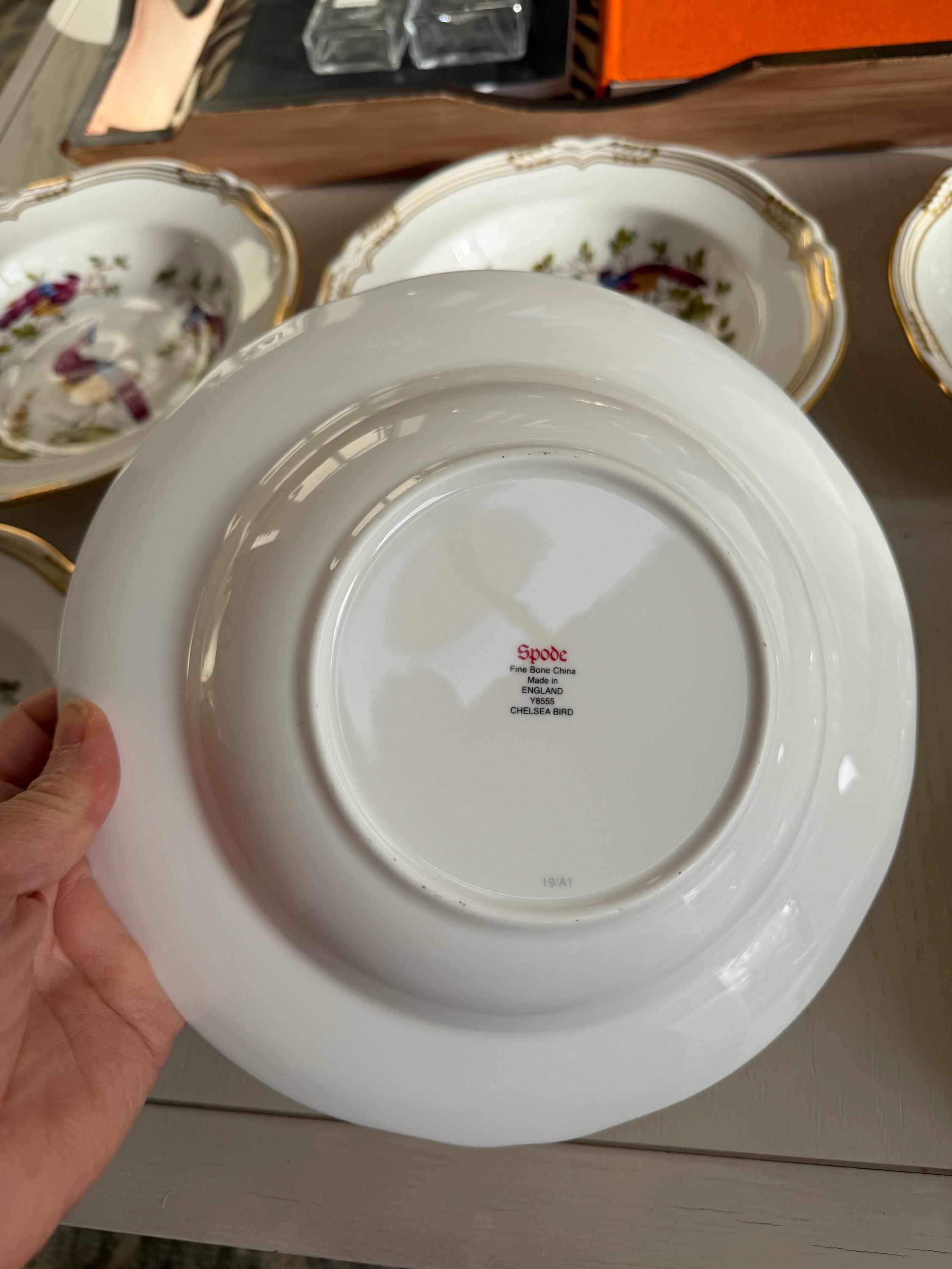 Set of 6 Spode Chelsea Bird Rimmed Soup Bowls Y8555 | Vintage