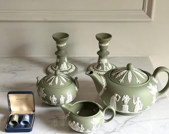 Wedgwood-theeservies Jasperware, kandelaars, kerstvingers