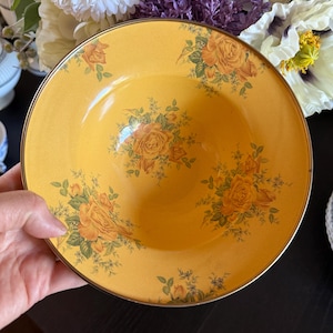 MacKenzie-Childs Yellow Floral Victoria & Richard Salad/Soup Bowl image 7