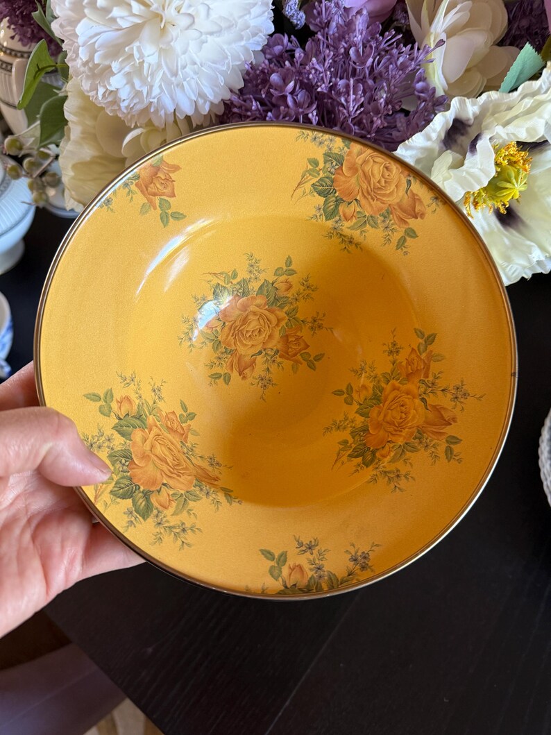 MacKenzie-Childs Yellow Floral Victoria & Richard Salad/Soup Bowl image 7