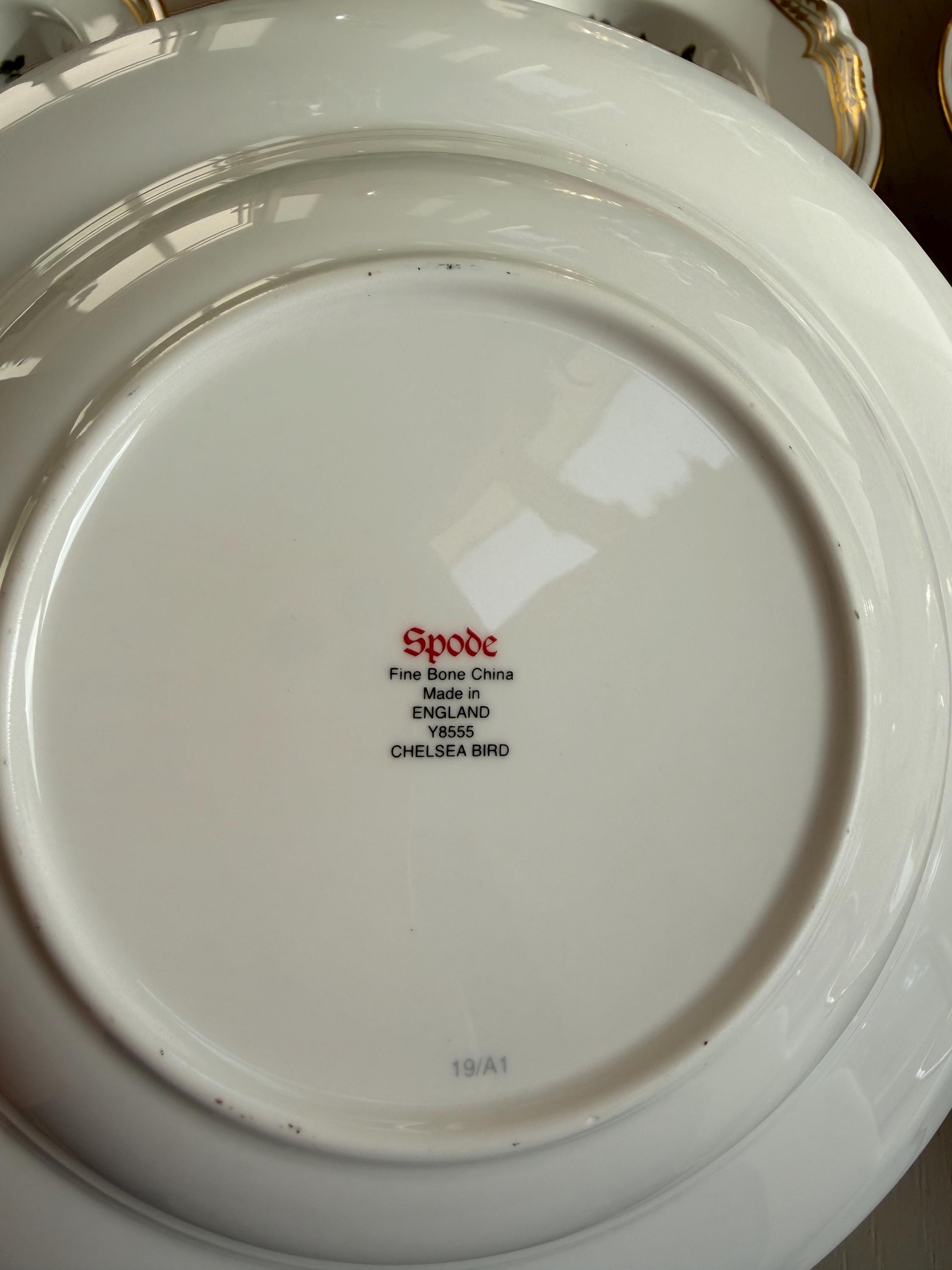 Set of 6 Spode Bone China England Chelsea Bird Y8555 Rimmed Soup