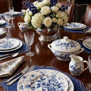 Ralph Lauren Morning Glory Serving Dishes: Dinner Plates, Platter