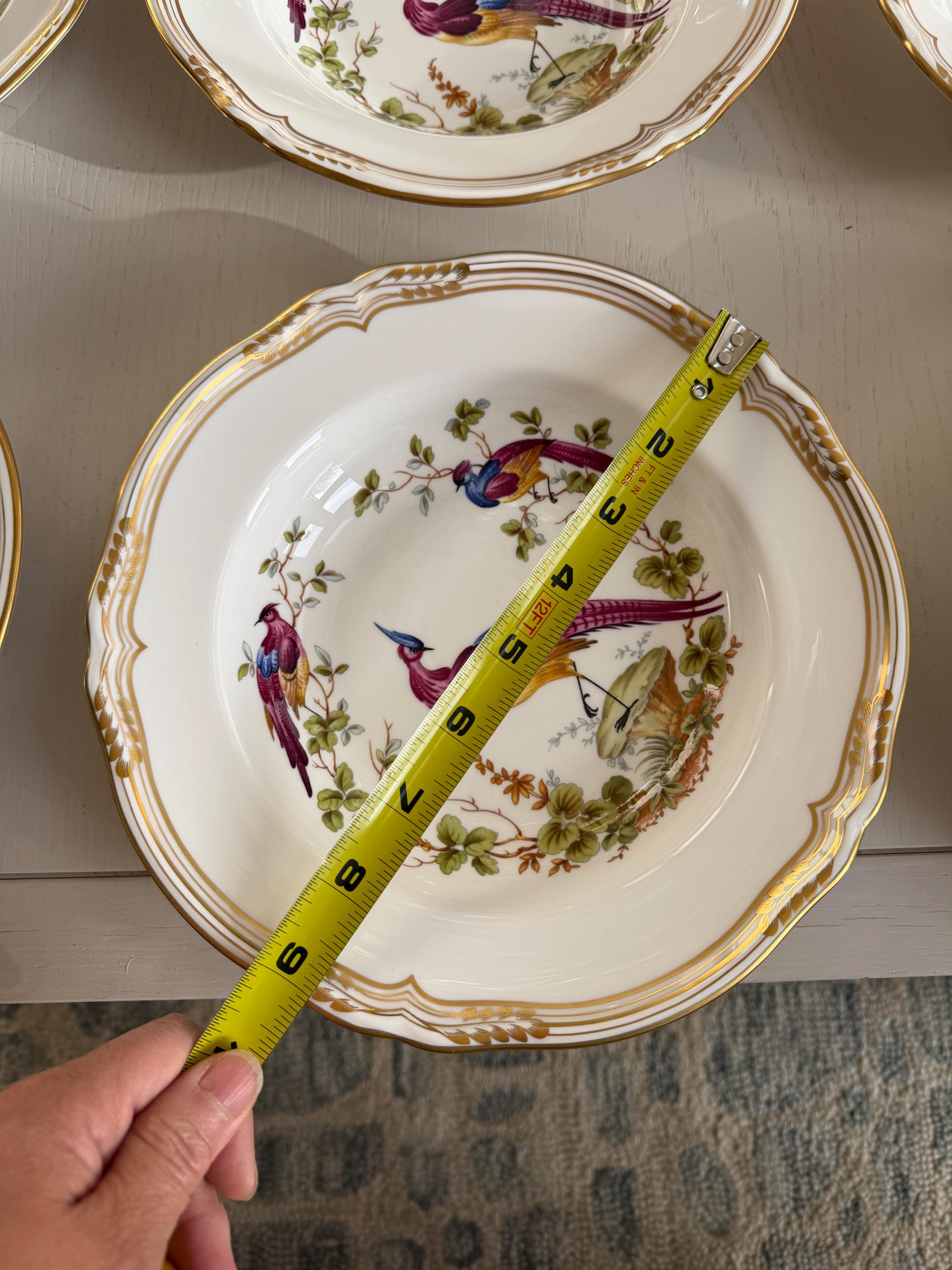 Set of 6 Spode Bone China England Chelsea Bird Y8555 Rimmed Soup