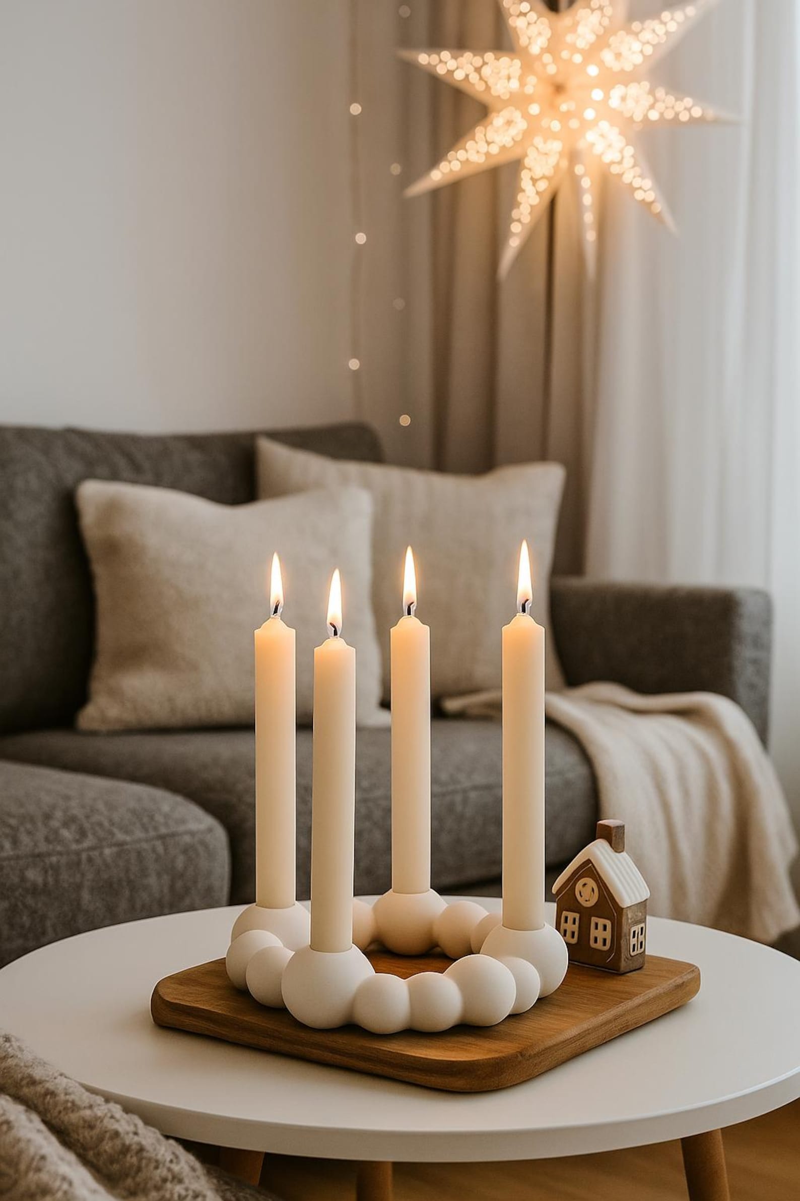 Lysring | Plaster candle holder | Scandinavian Advent wreath without candles | Koselig & Co