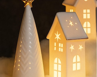 Ceramic Lighted Christmas Tree | Holiday Table Decor | Glowing Mini Ornament