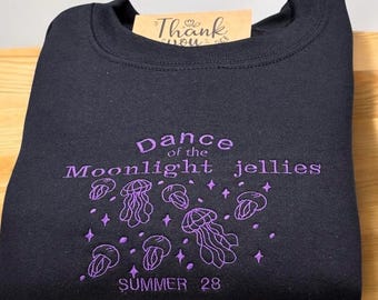 Dance Of The Moonlight Jellies Embroidered Sweatshirt Or Hoodie | Jellyfish Gamer Pullover | Cosy Ocean Aesthetic Jumper | Stardew Inspired
