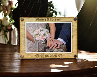Personalized Engraved Wooden Photo Frame | Handmade Anniversary Gift