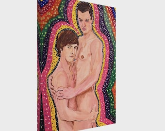 Cosmic Family Portrait - Original Acrylic Painting - Gay Male Wall Art - Mature on Canvas
