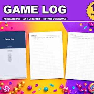 Video Game Log Printable | Game Tracker with Hours Rating Status, Backlog List (Digital Download)