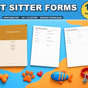 Pet Sitting Forms Printable | Client Intake Form, Daily Report Card, Dog Walking Log (Digital Download)