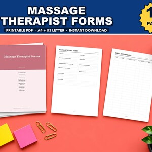 Massage Therapist Business Forms Printable | Client Consultation Form, Client Record Card (Digital Download)