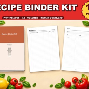 Recipe Binder Printable Kit | Recipe Cards, Recipe Index, Kitchen Conversions, Meal Ideas (Digital Download)