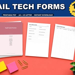 Nail Tech Business Forms Printable | Client Consultation Form, Aftercare Card (Digital Download)