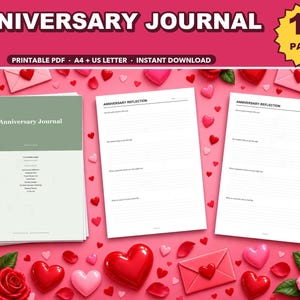 Anniversary Journal Printable for Couples | Yearly Reflection Prompts, Memory Pages (Digital Download)