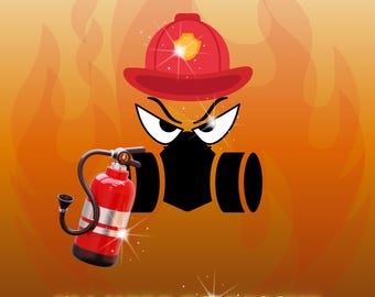 Funny Fireman Print - Rescue Your Kitty Art (8.5" x 11")