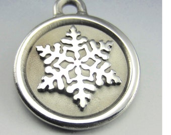 Small Stainless Steel Snowflake Dog ID Tag