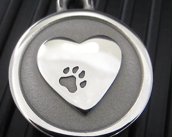 Medium Stainless Steel Silver Heart Pet ID Tag