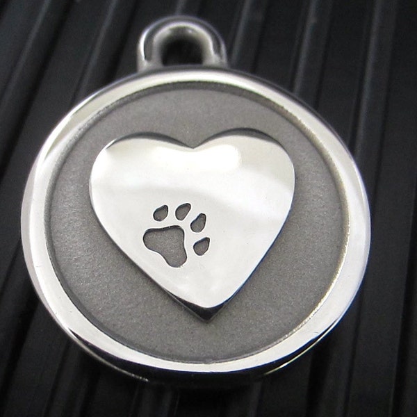 Medium Stainless Steel Silver Heart Pet ID Tag