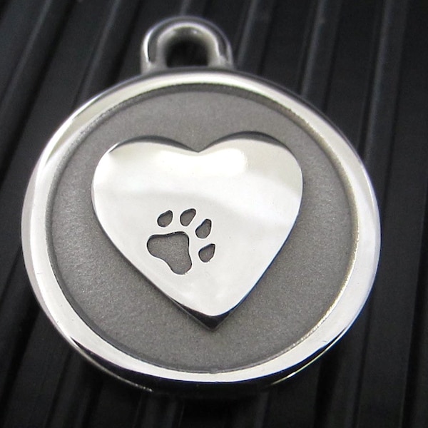 Etiqueta de identificación de mascotas del corazón de plata de acero inoxidable medio