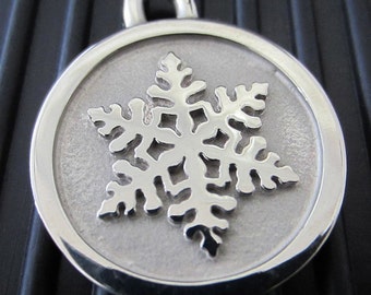 Large Stainless Steel Snowflake Pet ID Tag