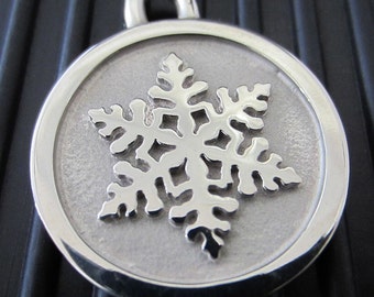 Medium Stainless Steel Snowflake Pet ID Tag