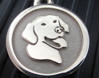 Medium Stainless Steel Smiling Lab Pet ID Tag