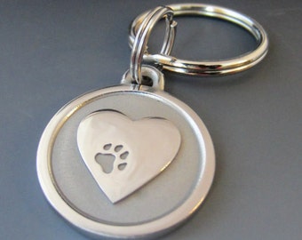 Large Stainless Steel Heart Pet Keychain