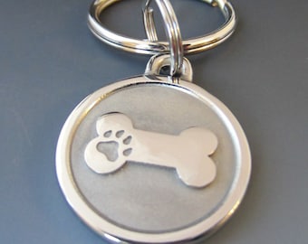 Small Stainless Steel Bone Engraved Pet Memorium Keychain