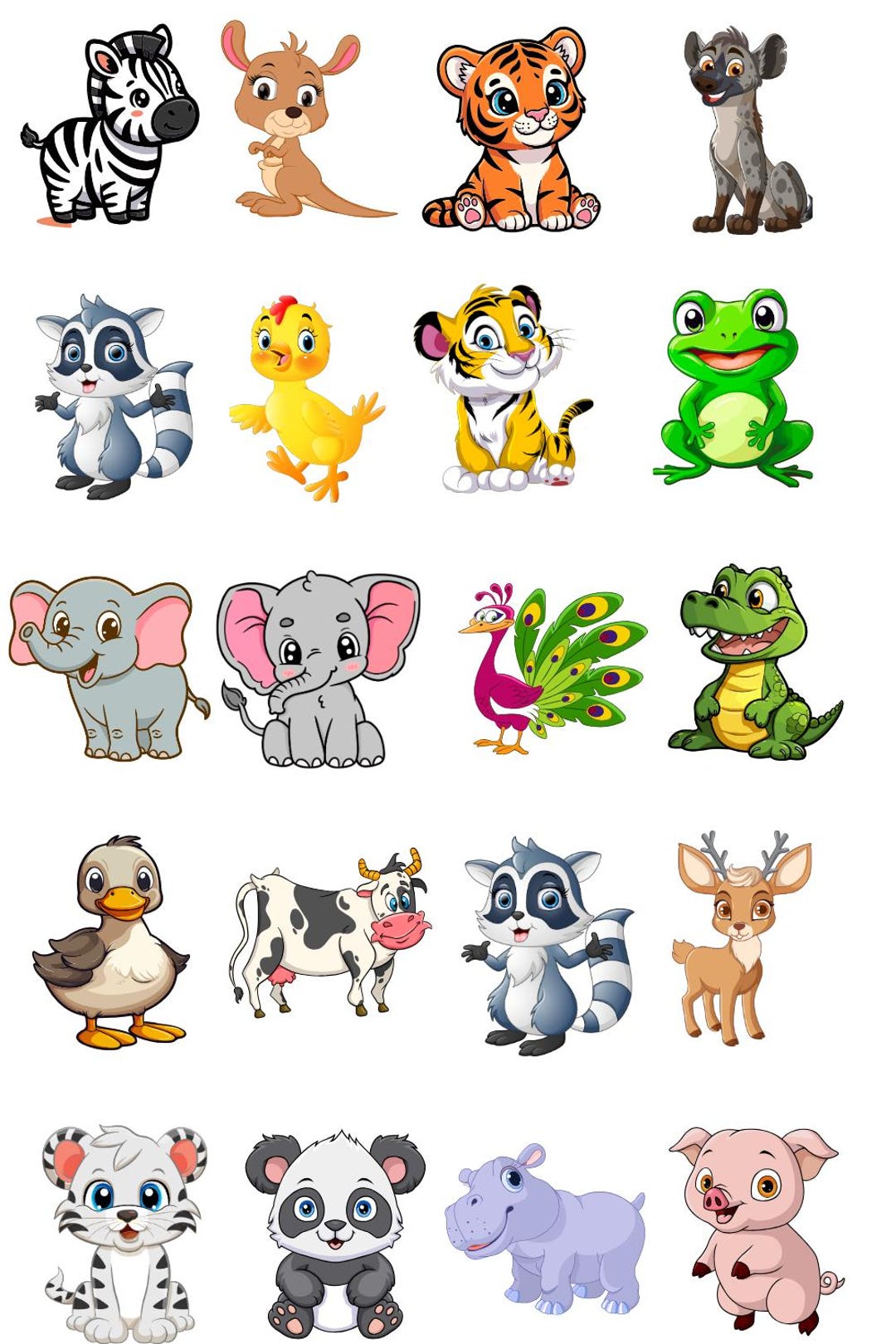 25 Cute Animals Svg Bundle | Animal Svg Files Only | Kawaii Animal Svg ...