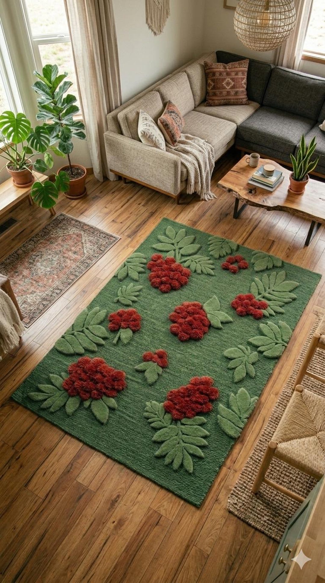 Raspberry Rugs Juicy Raspberry Moss Grass Tufted Rug: 3D Pebble Bubble Design, Nature ...