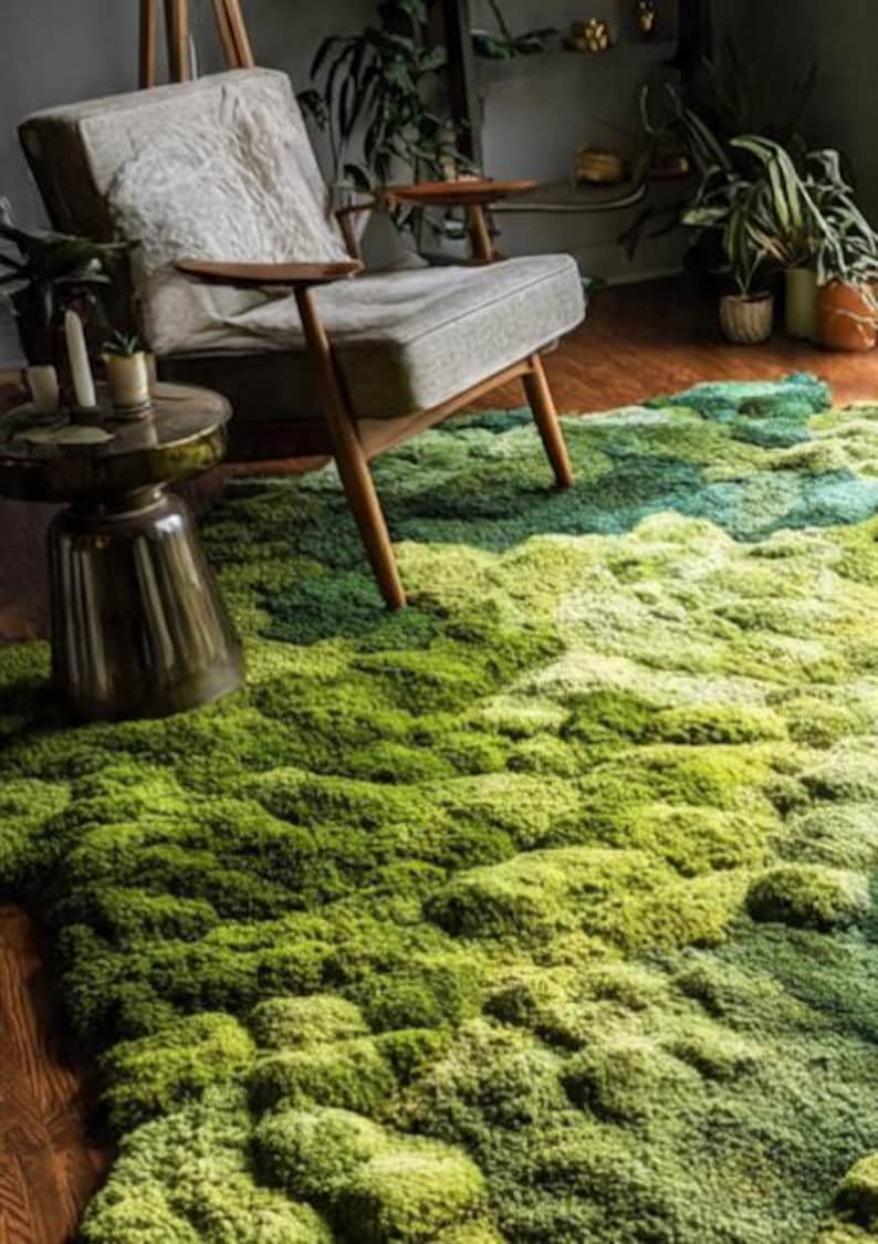 Moss Grass Tufted Rug: 3D Pebble Bubble Design, Nature-inspired Floor ...
