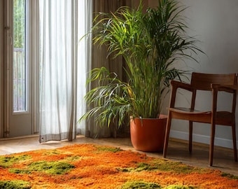 Oranger Moos Teppich: 3D Kieselstein Design, Natur Bodendekor