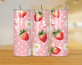 Strawberry Tumbler Wrap, Cupcake Design, Kawaii Pastel (Digital Download)