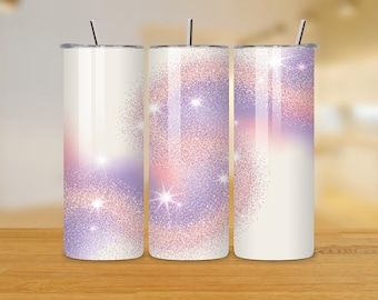 Pink Glitter Tumbler Wrap – 20oz Straight Tumbler Sublimation Design (PNG)