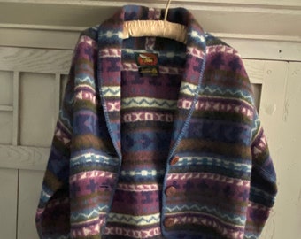 Southwestern Striped Shawl Collar Sweater Jacket Size M/l