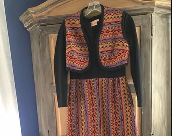 70’s Maxidress With Vest - The Real Deal In Size 4. Peace Out.