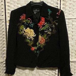 Carole Little  Dressy Painted Jacket Touched With Gold. Size 8