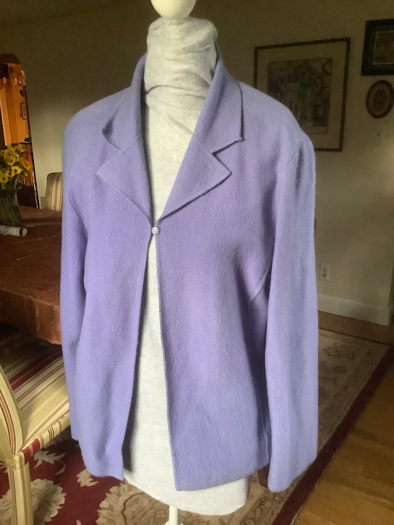 Soft Lilac Boiled Wool Jacket. Timeless Classic. S