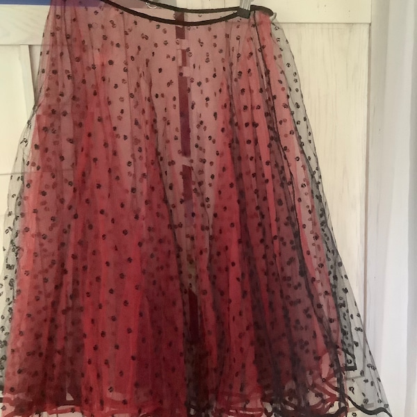 50s Tulle Petticoat in Racy Black over Red - Gold Rush Gal